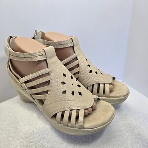 JBU By Jambu Rowan Wedge Strappy Snake Print Nude Sandals 9.5 Memory Foam Padded